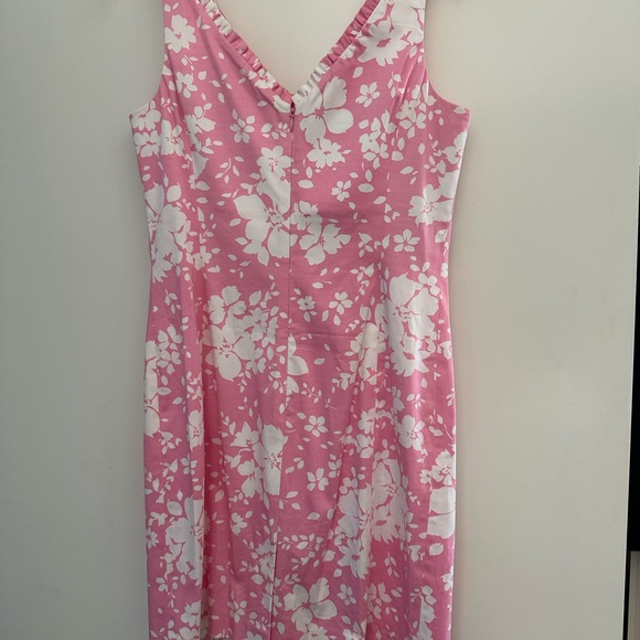 Jones New York petite Pink and White Floral Mini stretch poplin  Dress - Picture 4 of 6